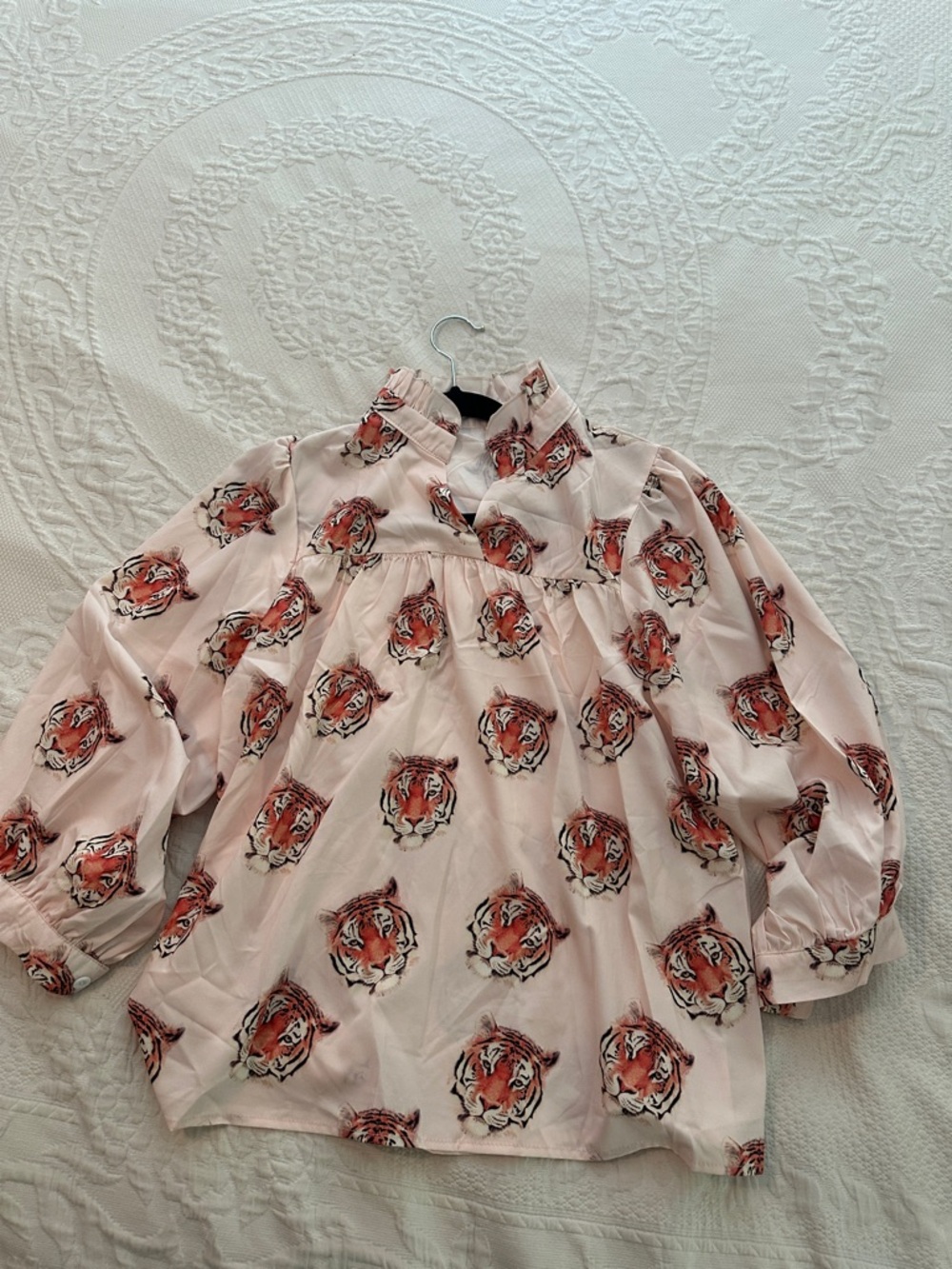 Women’s Tiger Print 3/4 Length Sleeve Tunic Top